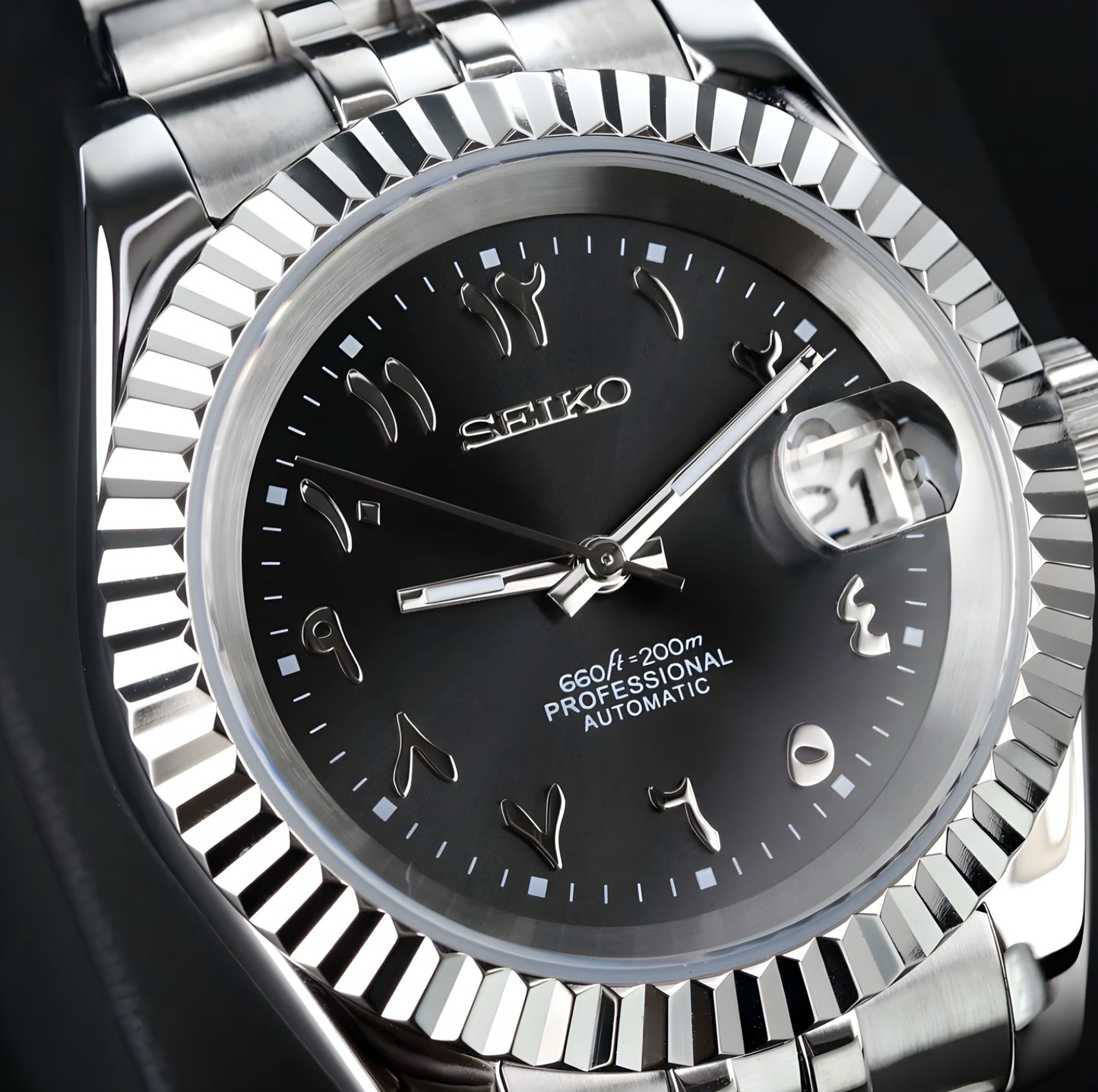 Seiko Midnight Black Arabic Dial Mod