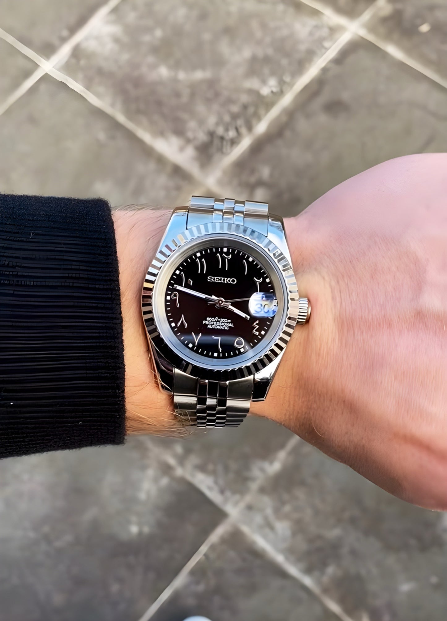Seiko Midnight Black Arabic Dial Mod
