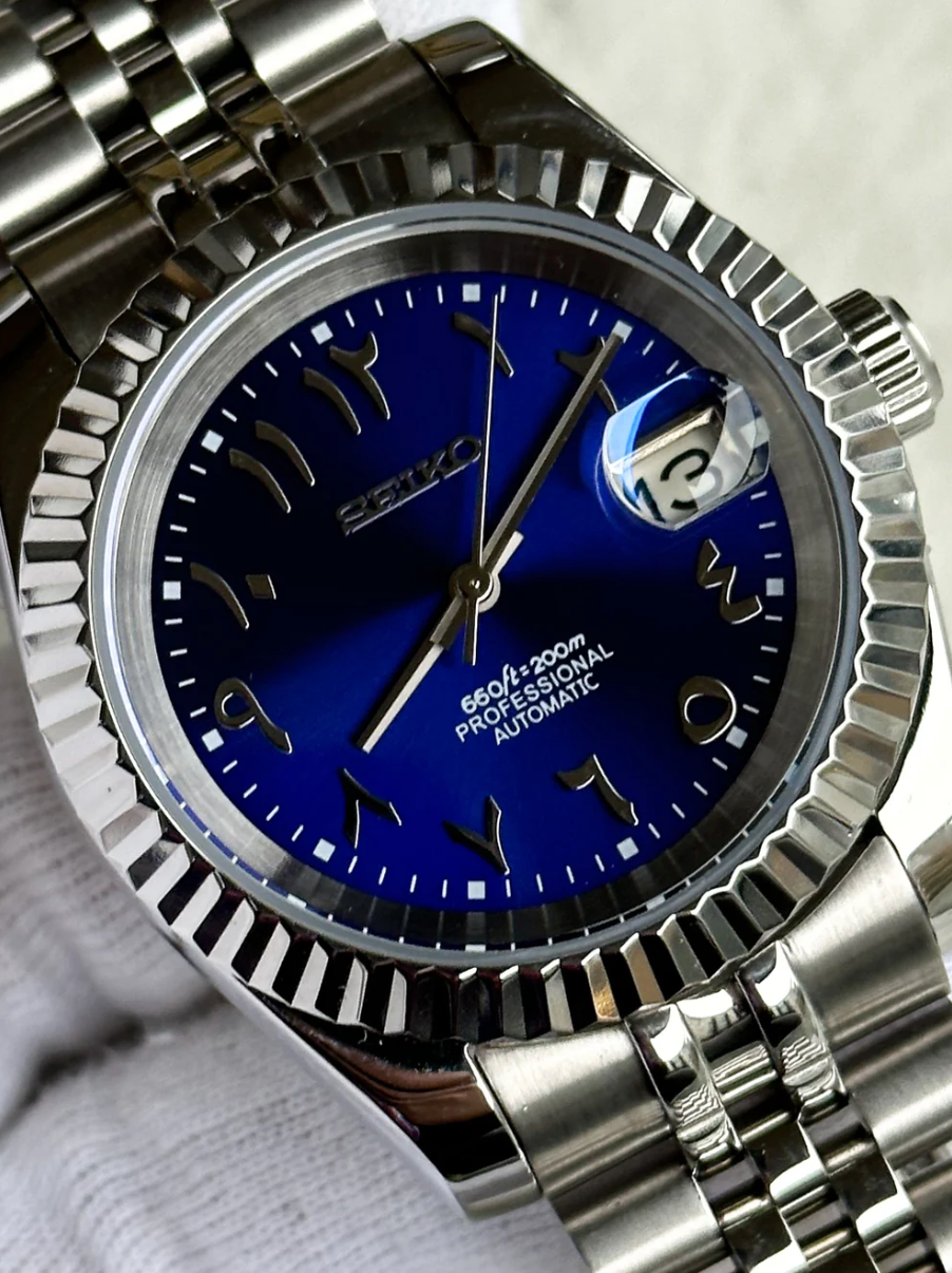 Seiko Sea Blue Arabic Dial Mod